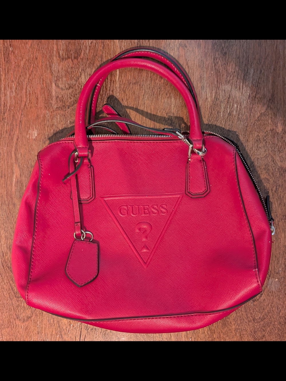 GUESS Baldwinpark Red Logo Dome Satchel Crossbody Bag